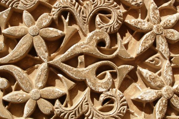 image of carved stone, vegetal pattern