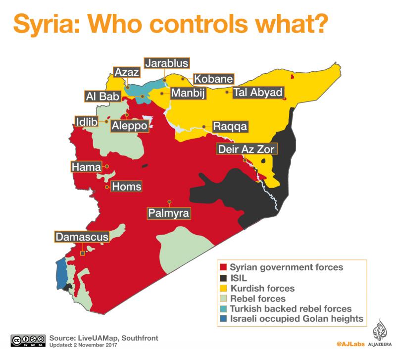 Current Map of Syrian Territorial Divisions as of November 2017