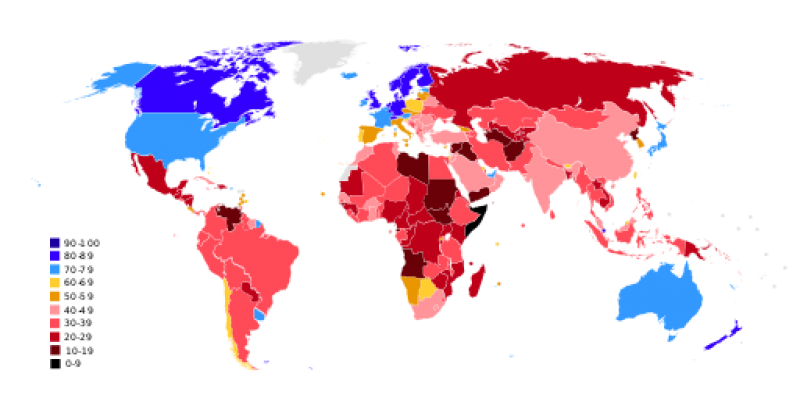 Corruption Index Map 2017