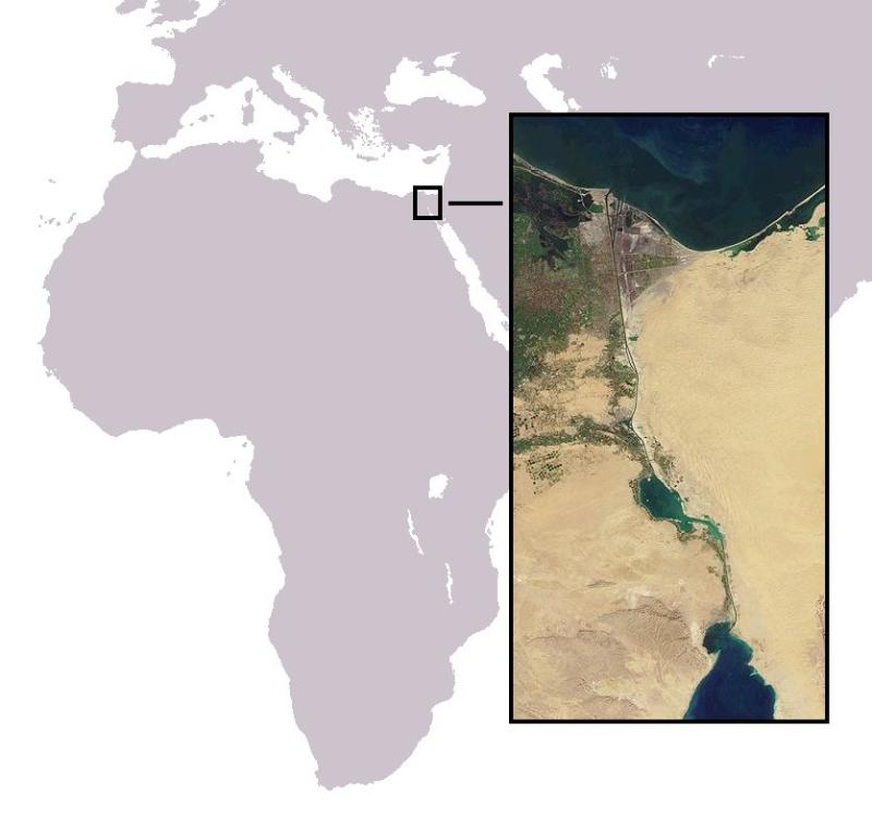 Satalite image of the Suez Canal, NASA, 0CO This is a picutre of the Suez Canal taken from a satalite by NASA.