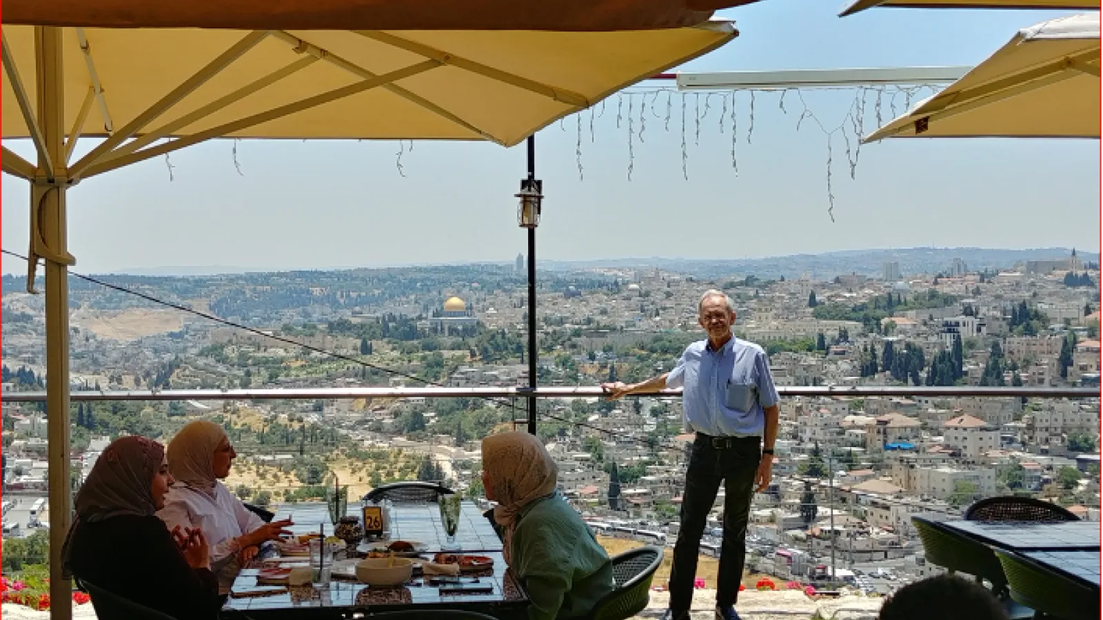 Image of Dabrowski with View of Jerusalem in the background. Location: the campus of Hebrew University.