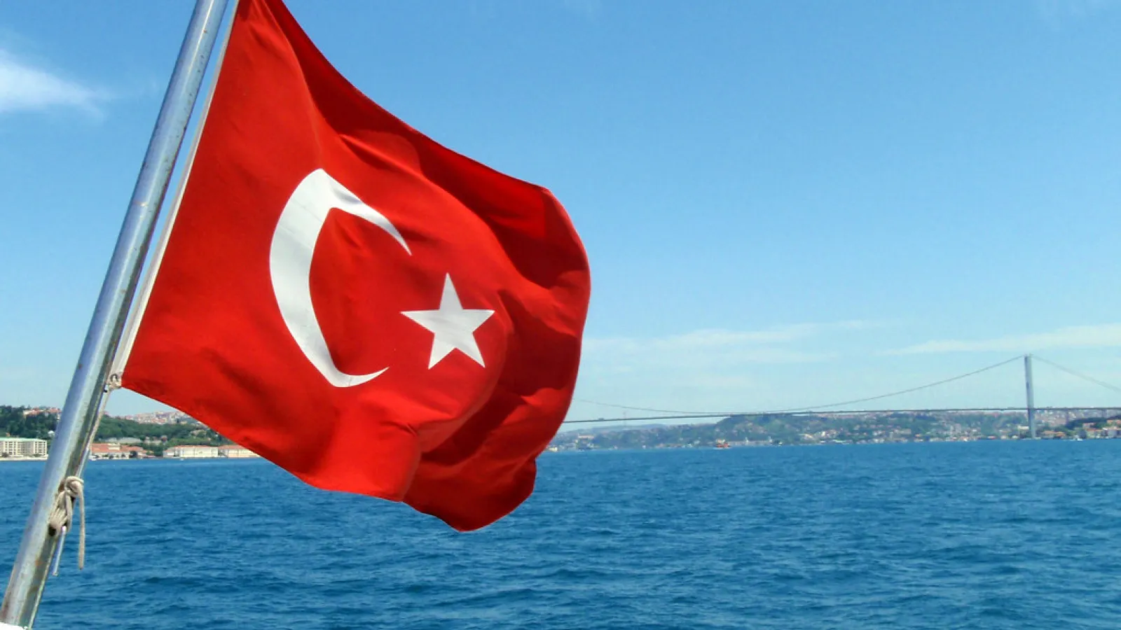 Turkish flag, Bosphorus in background