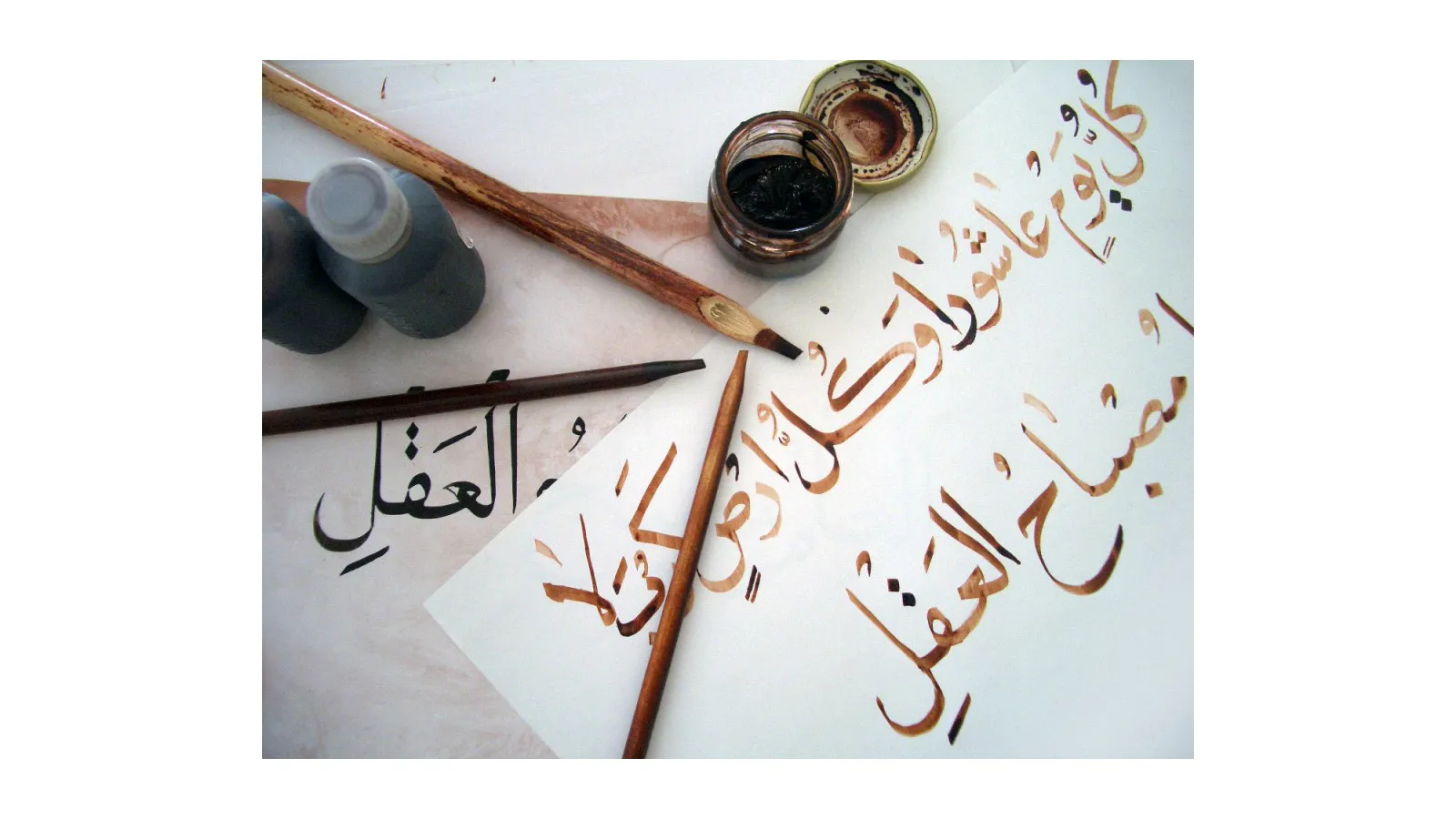 Calligraphy, pens and ink