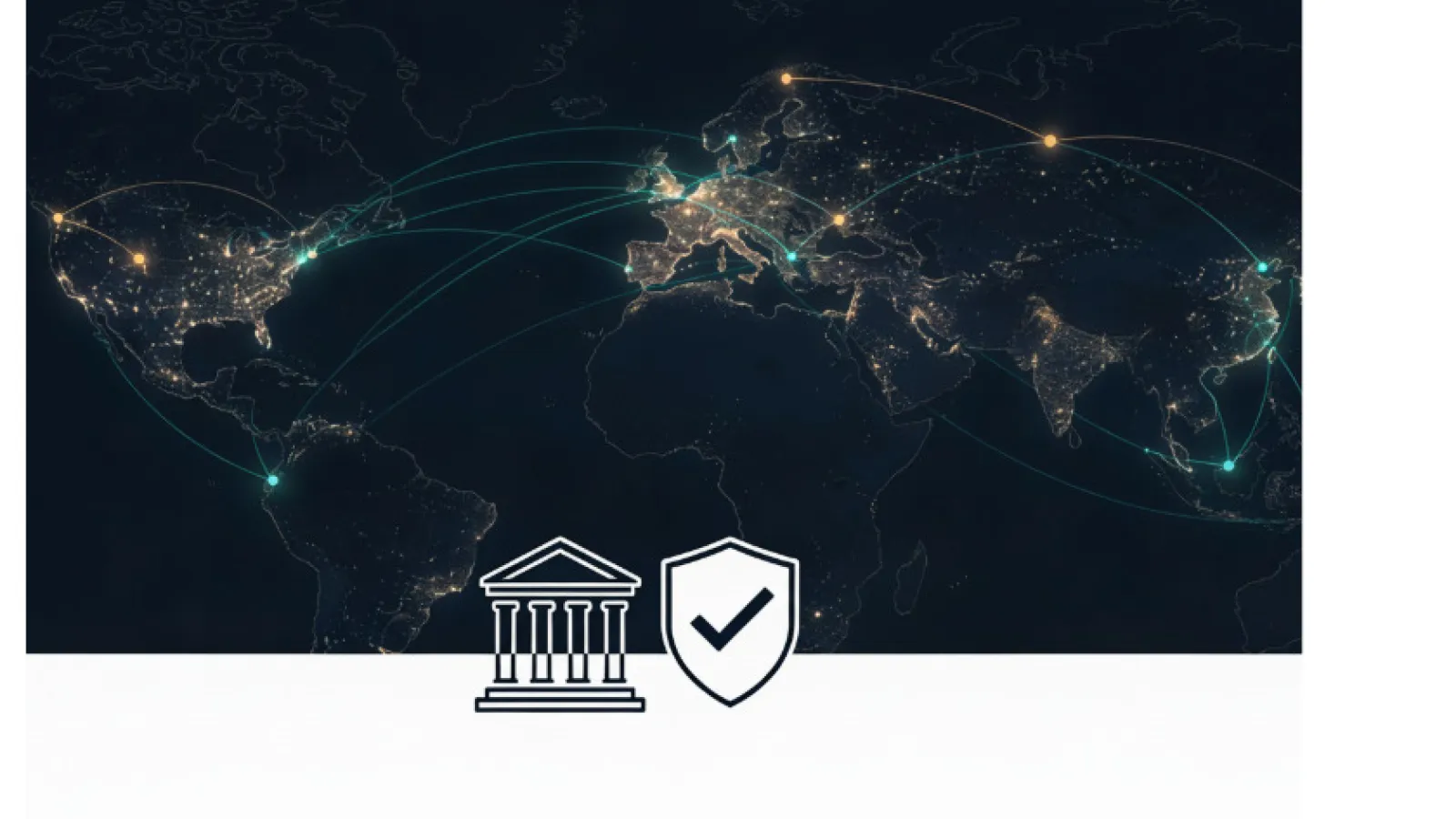 World Map with Financial Connections Visualized