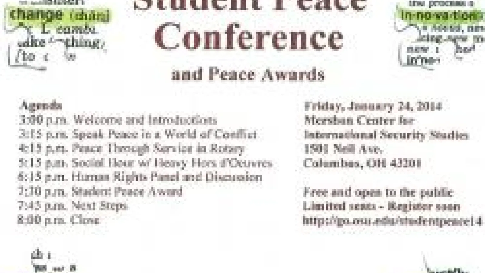 Student Peace conference award poster