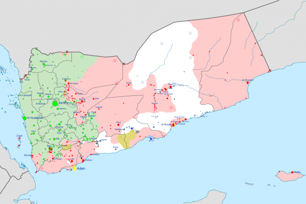 Map of territories in Yemen conflict