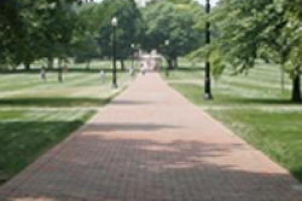 brick walkway on the oval