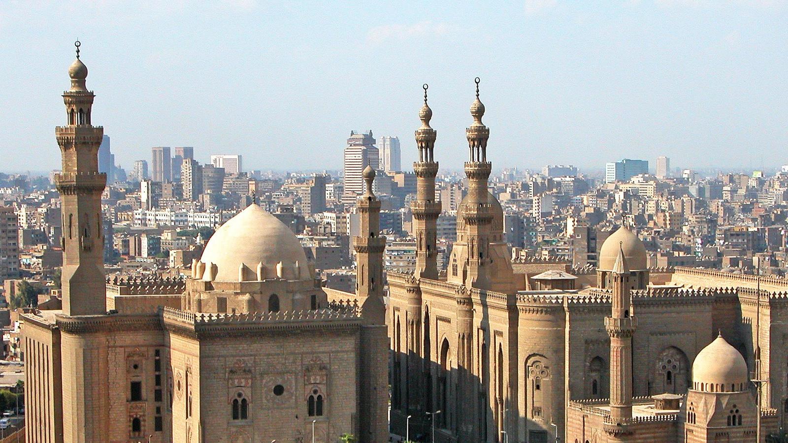 Image of Cairo with Alazhar mosque in the foreground. 